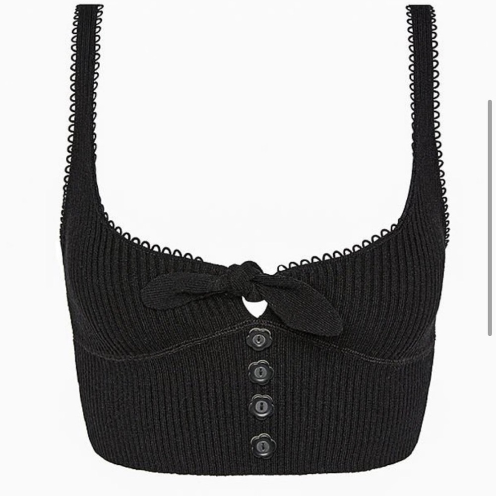 For Love and Lemons Black Pointelle Tank - Picture 3 of 5
